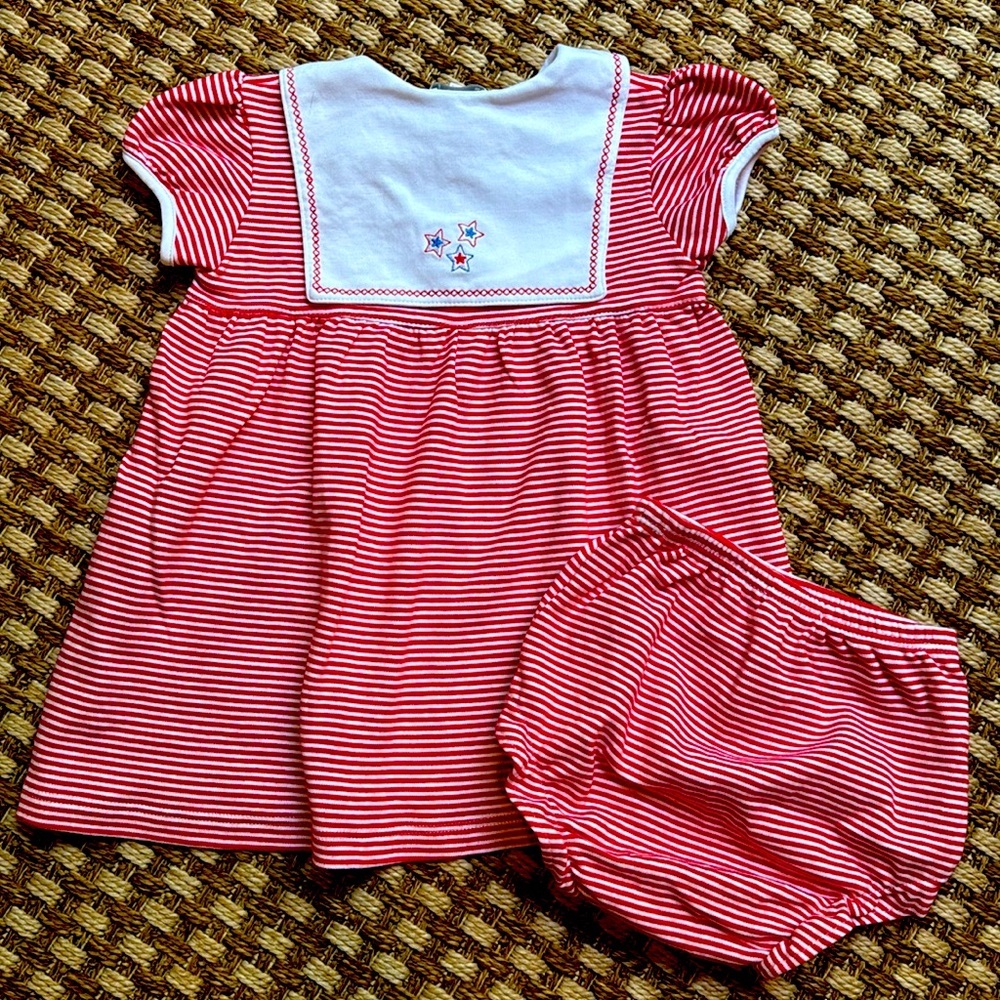 Kissy Kissy Red and White Striped Sailor Dress with Bloomers